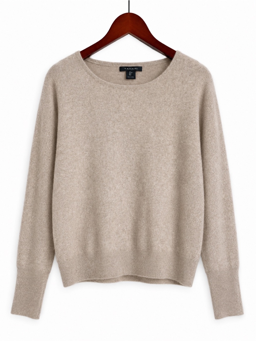 Tahari Cashmere Shimmer Women's Cream Scoop Neck Sweater